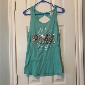Open back mint green tank